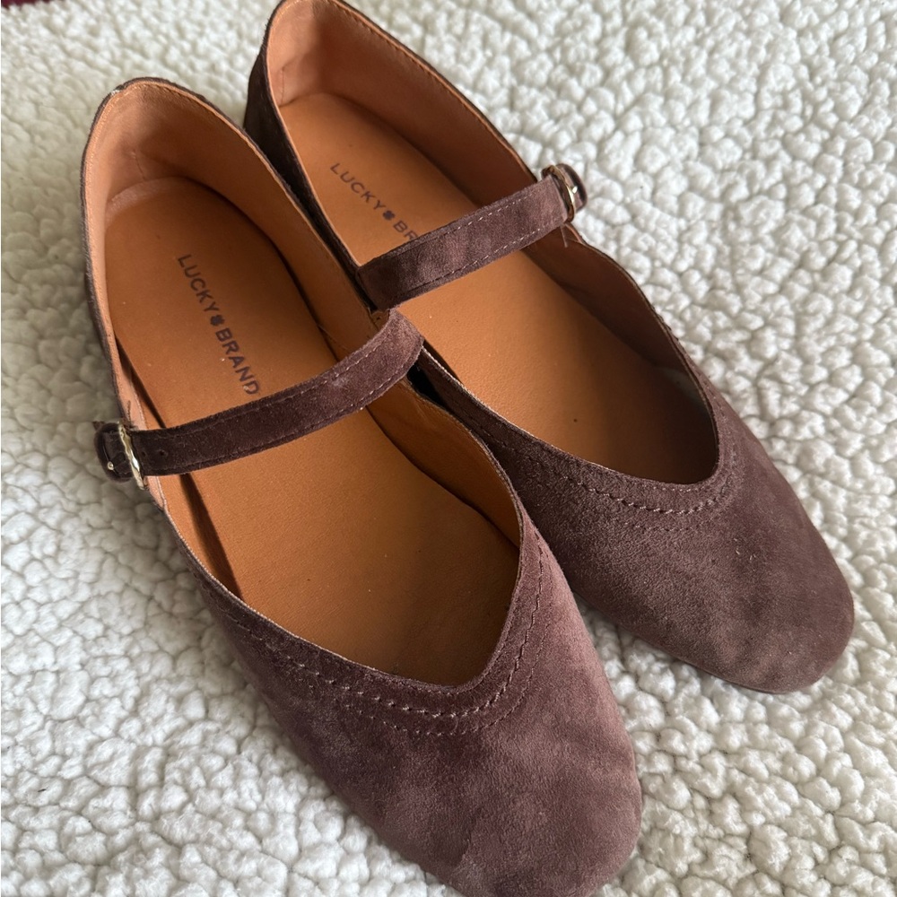 Lucky Brand Brown Cyrena Mary Jane Suede Flats